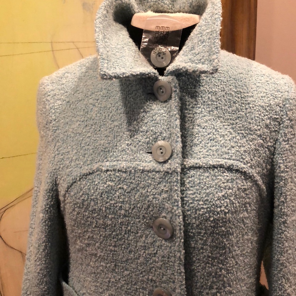 NWOT ETCETERA BLUE NUBBY QUARTER LENGTH COAT - Picture 4 of 8